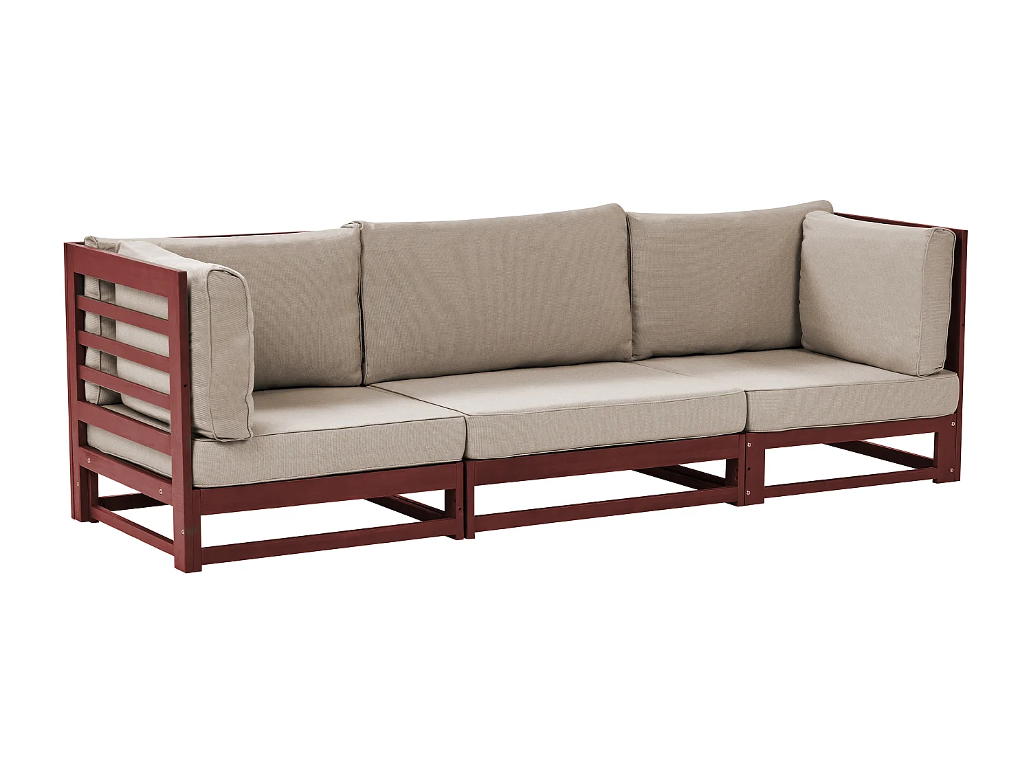 Canapé de jardin 3 places TRANI Bois d'acacia certifié Rouge foncé