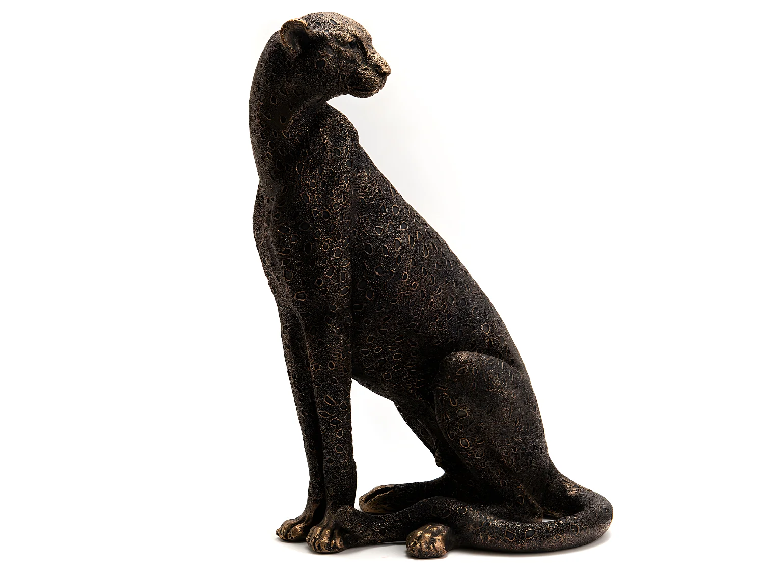 Panthère en bronze tachetée hauteur 41 cm