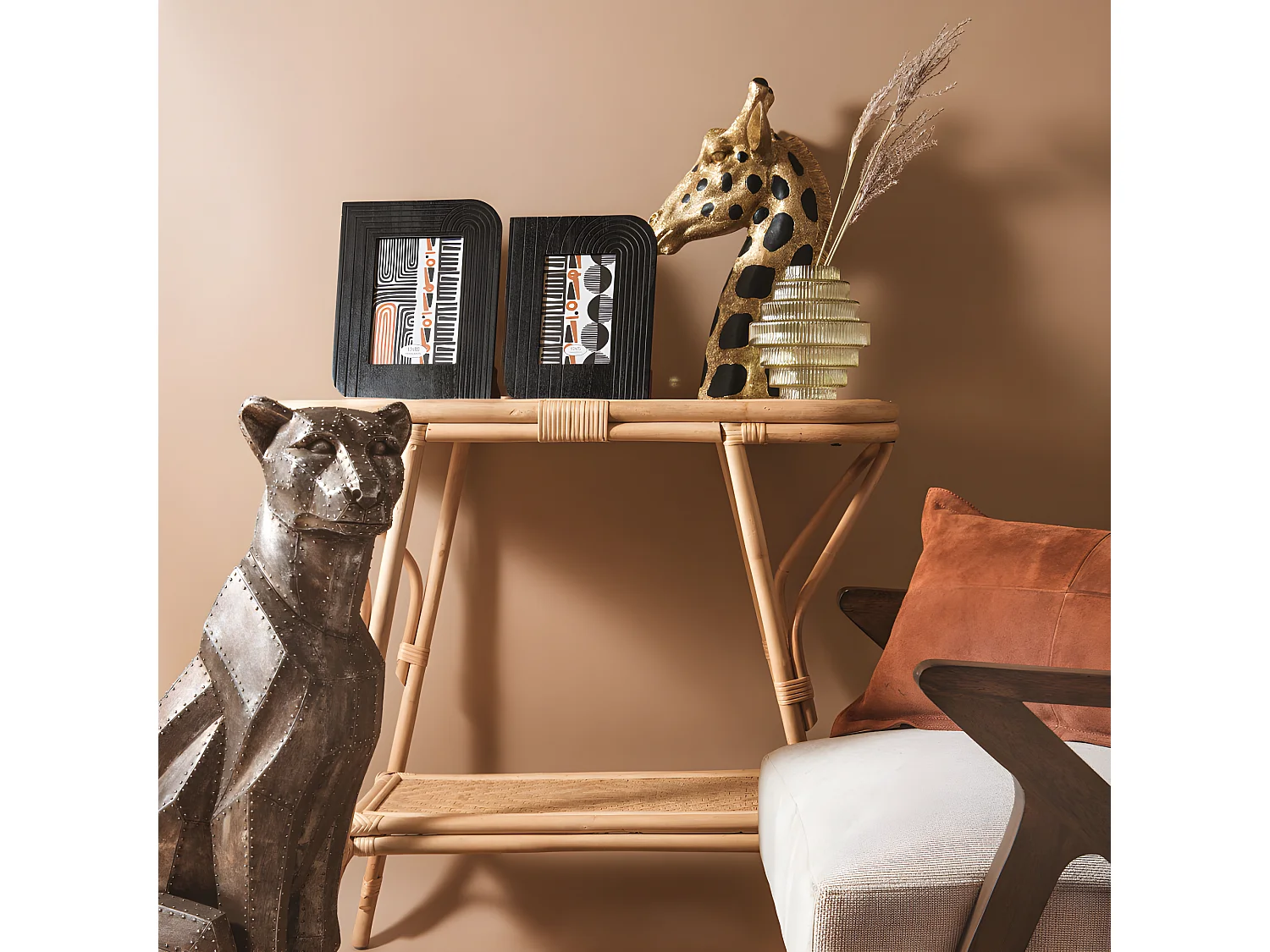 Panthère en bronze tachetée hauteur 41 cm