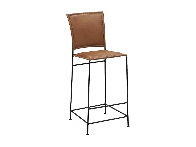 Tabouret de bar en cuir de chèvre et métal