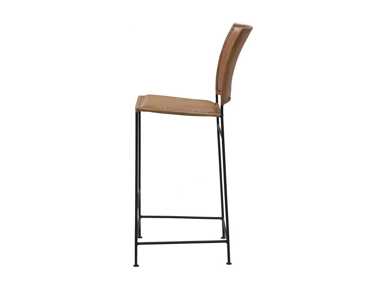 Tabouret de bar en cuir de chèvre et métal