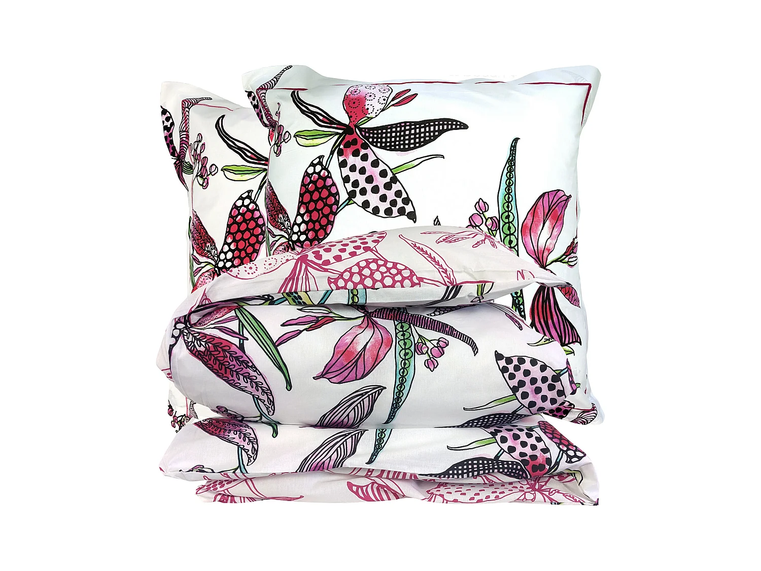 Parure de lit 140x200 cm coton PÉNÉLOPE Rose 2 pièces