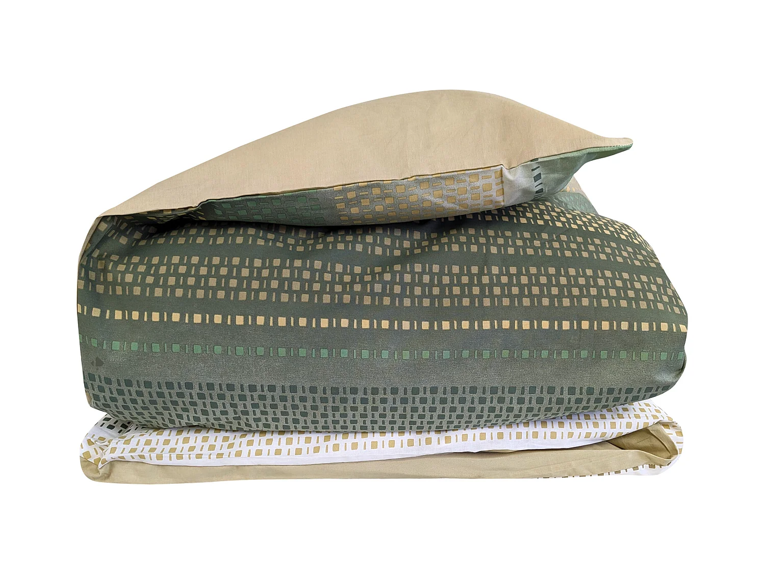 Housse de couette 260x240 cm coton NIAGARA vert Kaki