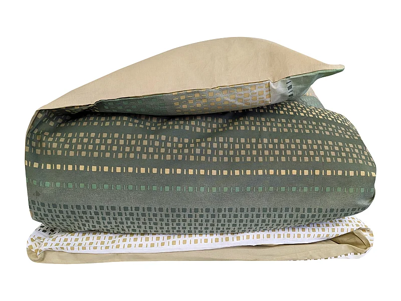 Housse de couette 200x200 cm coton NIAGARA vert Kaki