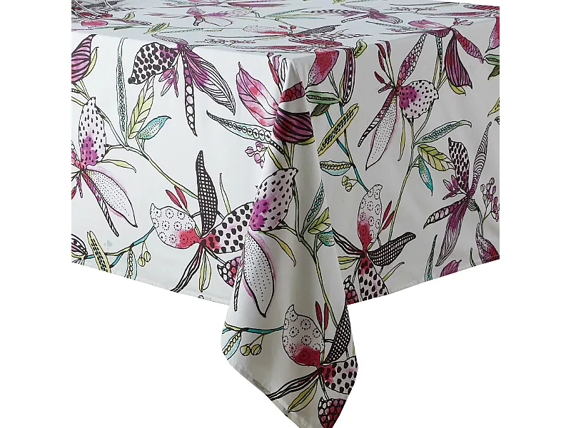 Nappe rectangle 160x250 cm PARADIS Rose coton + enduction acrylique