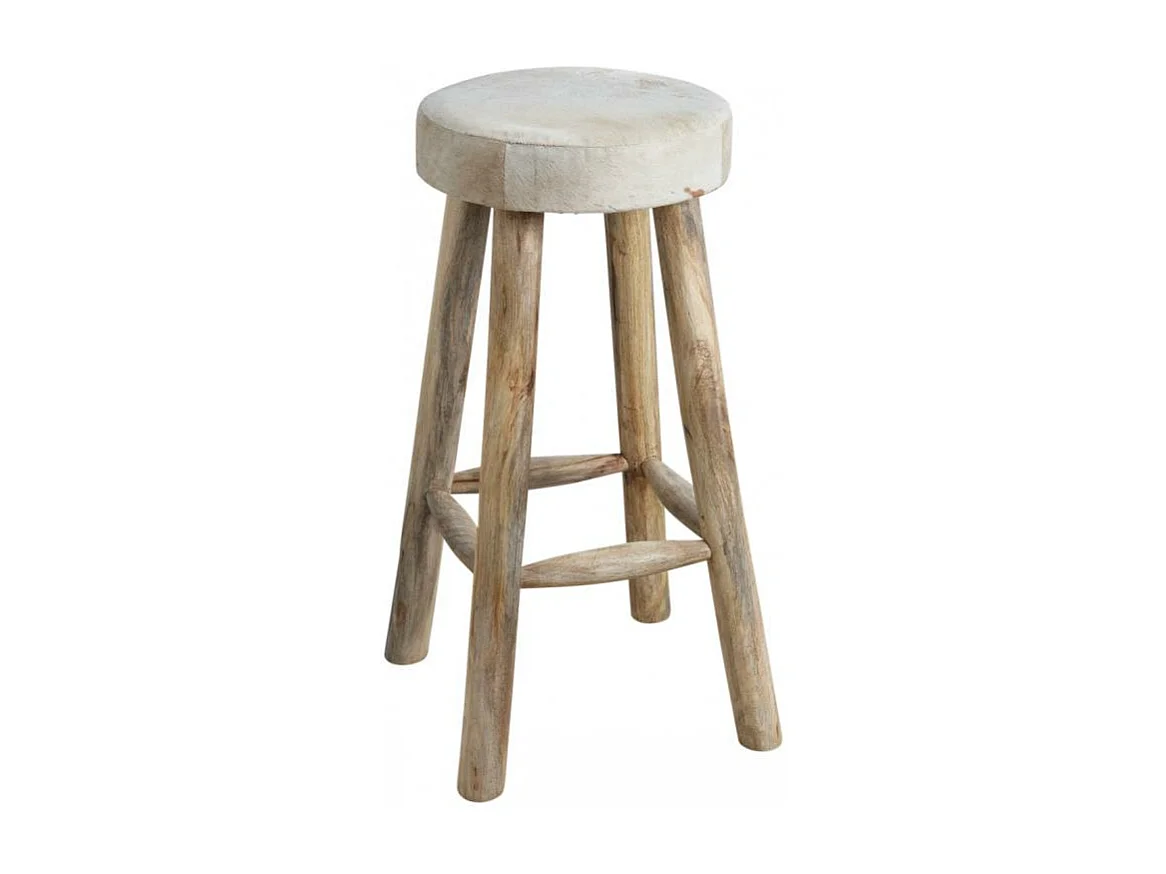 Tabouret de bar en peau de vache et bois