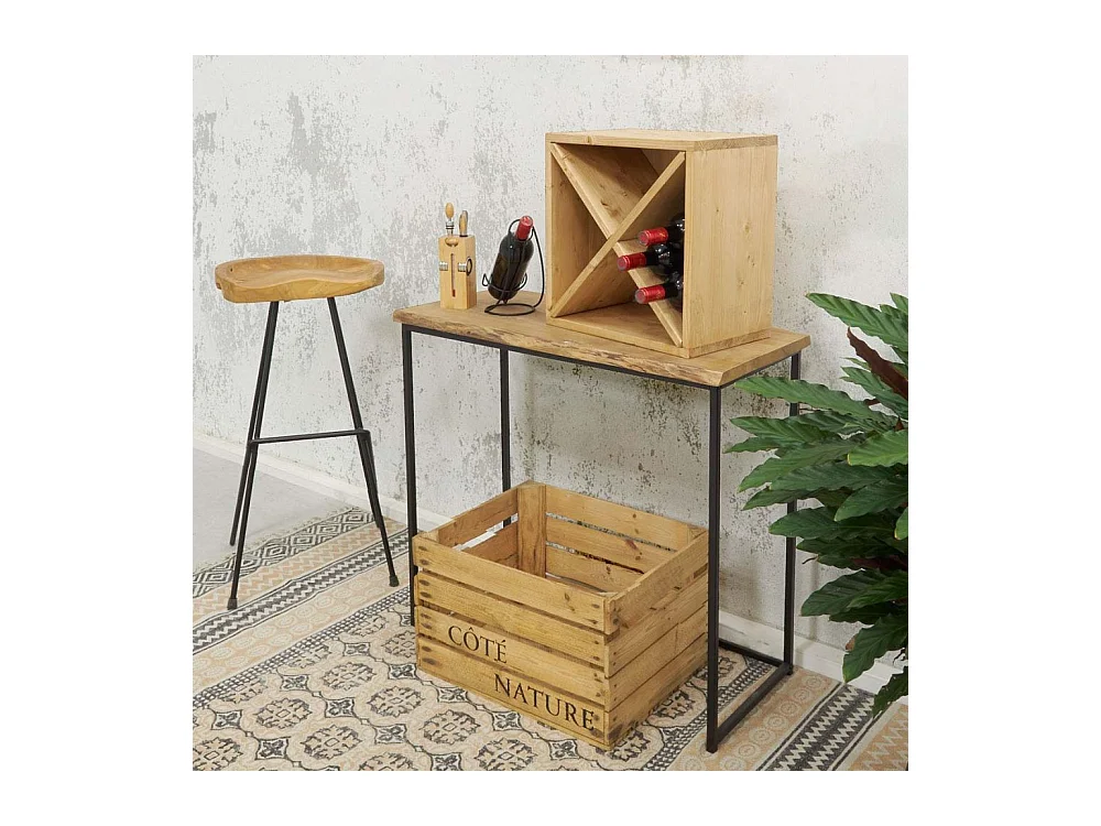 Tabouret de bar en teck et métal Elanga