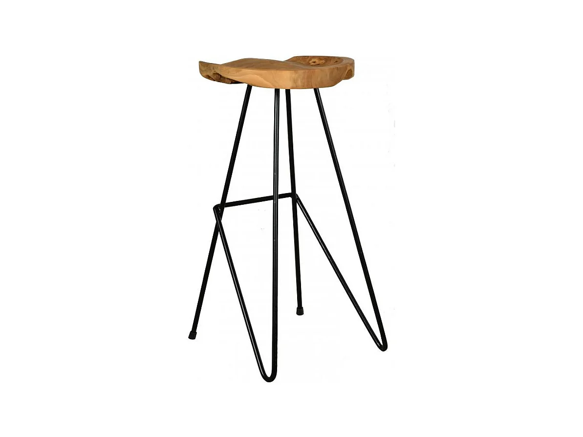 Tabouret de bar en teck et métal Elanga