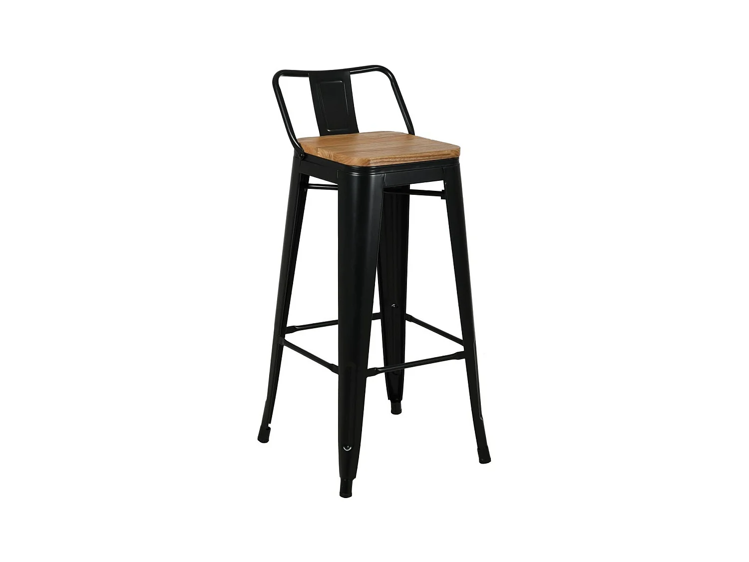 Tabouret de bar en métal et bois d'orme huilé
