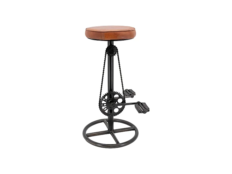 Tabouret vélo vintage en cuir de chèvre