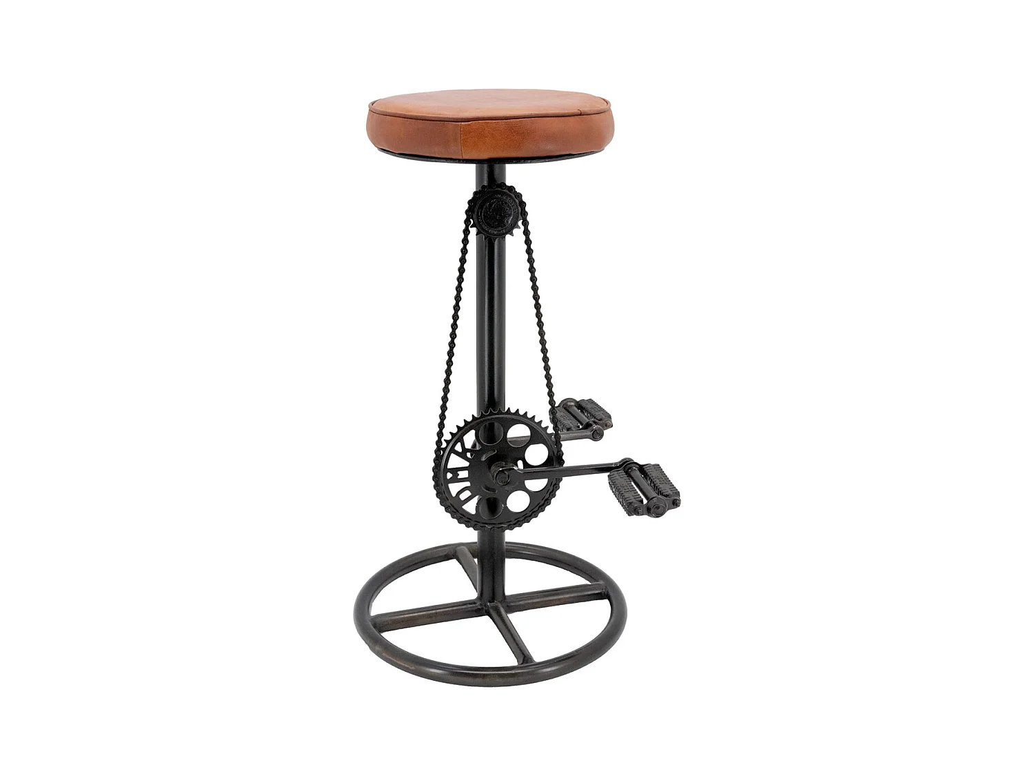 Tabouret vélo vintage en cuir de chèvre