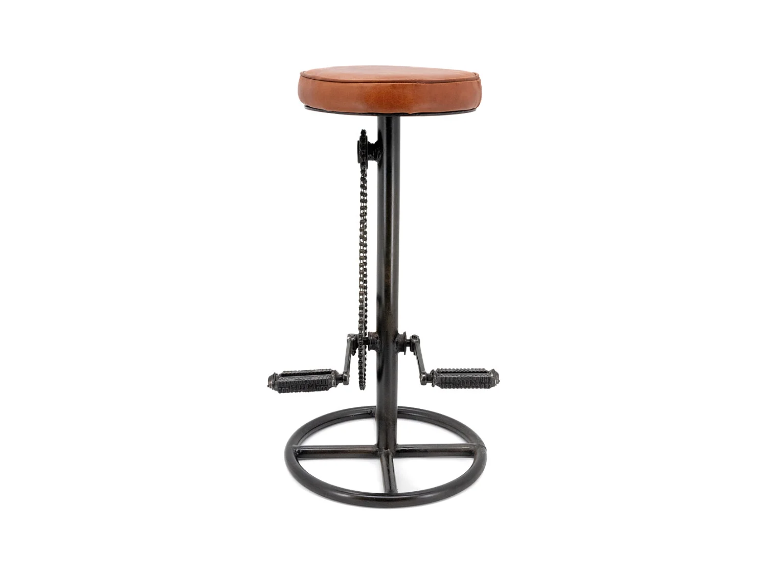 Tabouret vélo vintage en cuir de chèvre