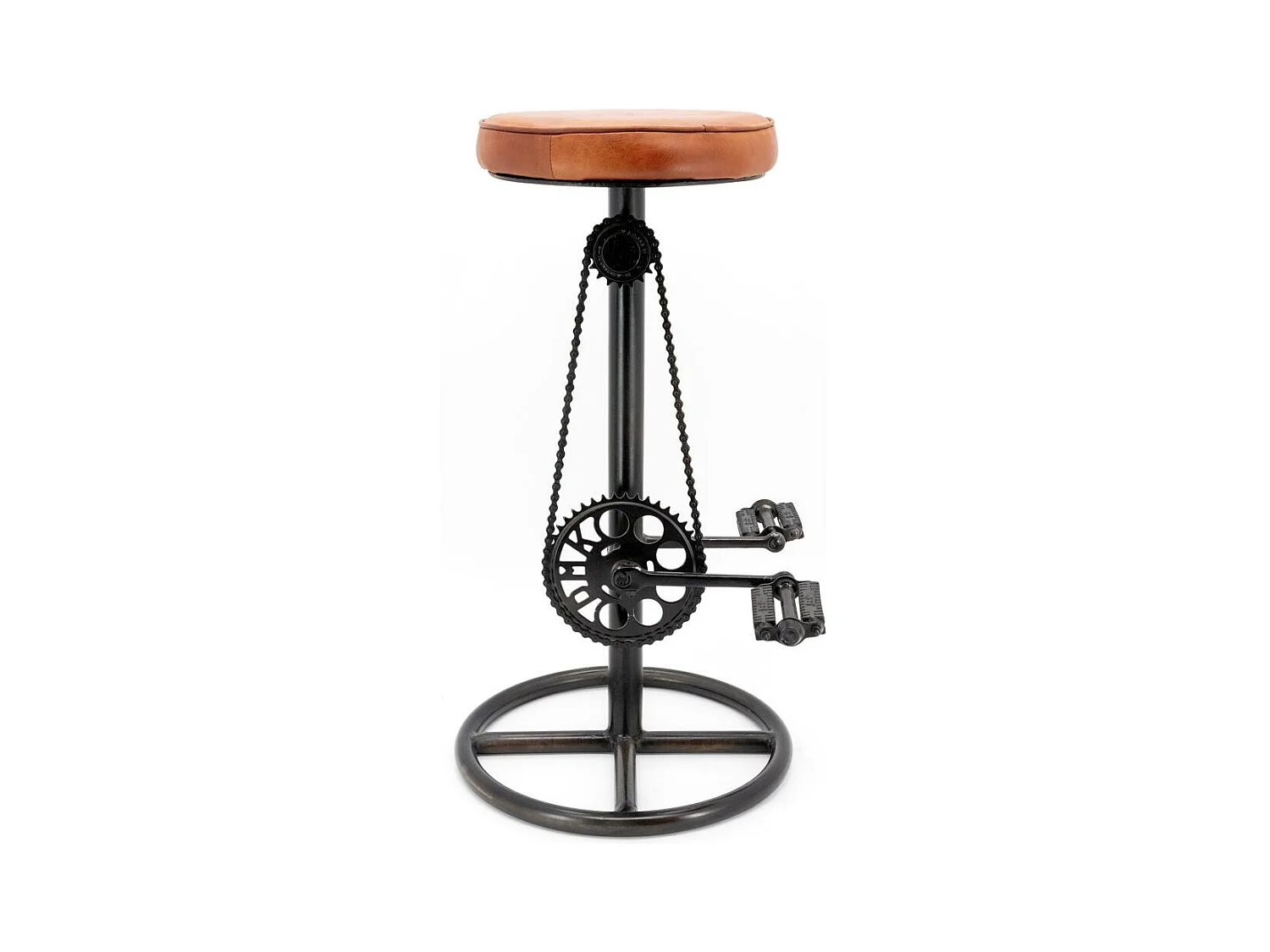 Tabouret vélo vintage en cuir de chèvre