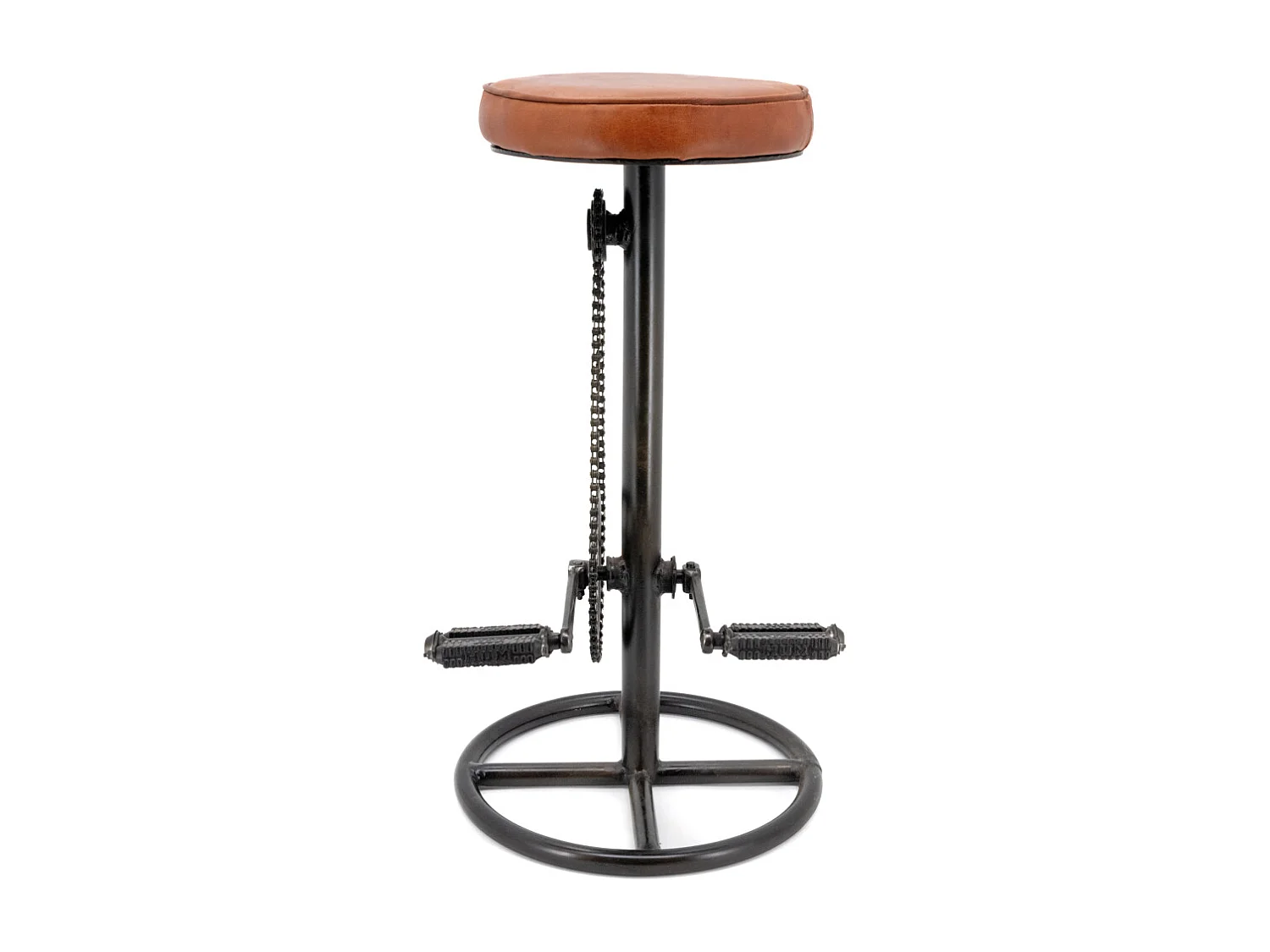 Tabouret vélo vintage en cuir de chèvre