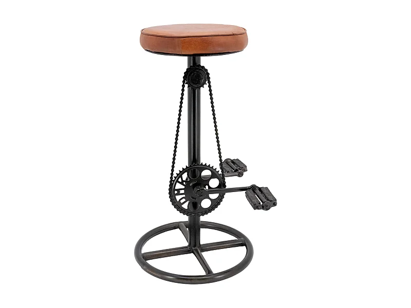 Tabouret vélo vintage en cuir de chèvre