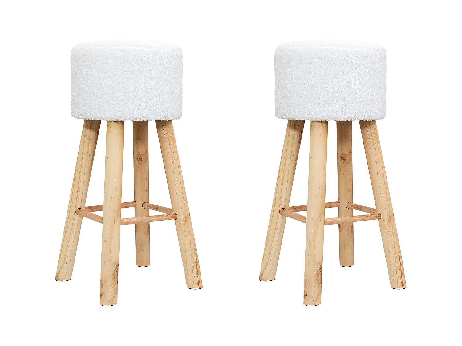 Tabouret Bar Bouclette Freya - Lot De 2 Blanc, Marron