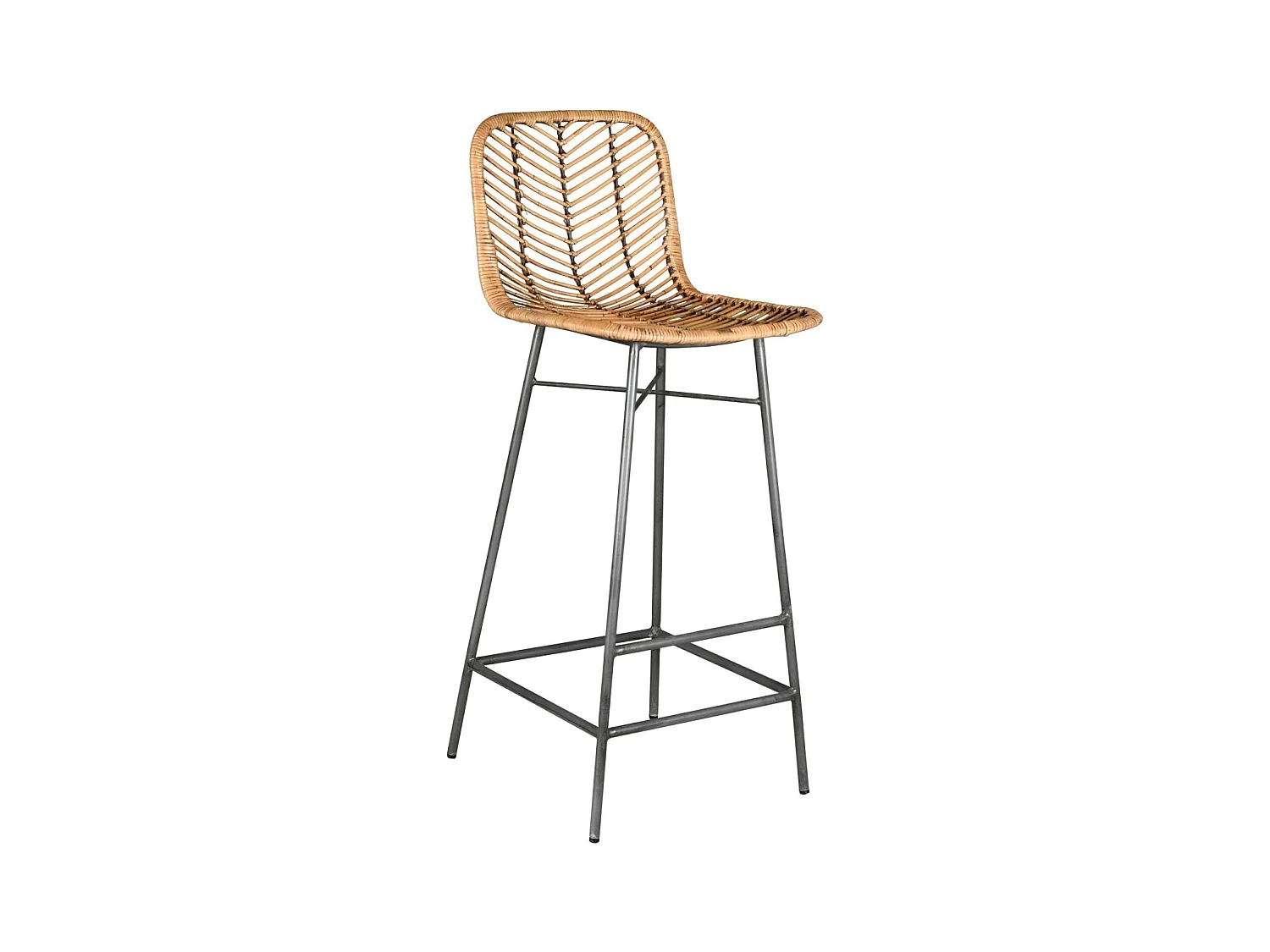 Tabouret de bar en métal et rotin