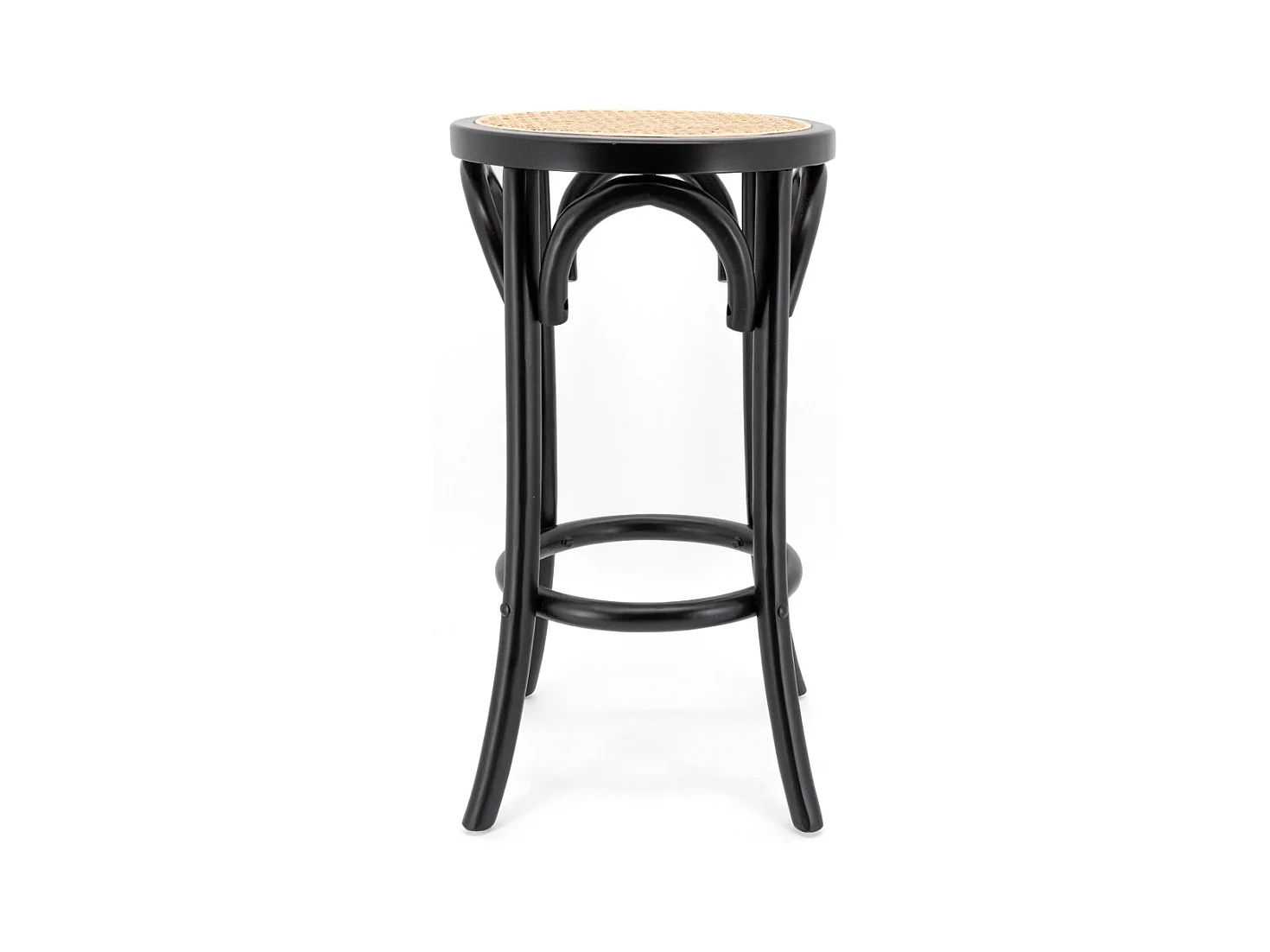 Tabouret en bouleau et cannage rotin