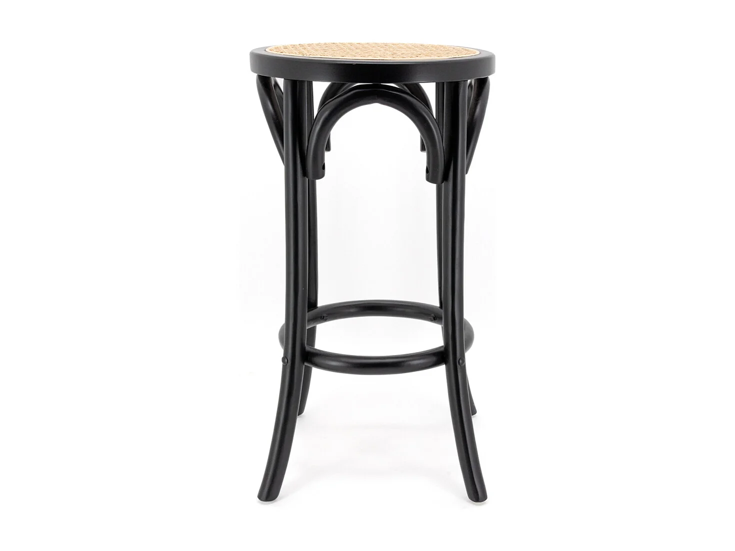 Tabouret en bouleau et cannage rotin