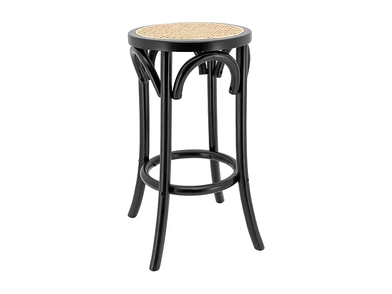 Tabouret en bouleau et cannage rotin