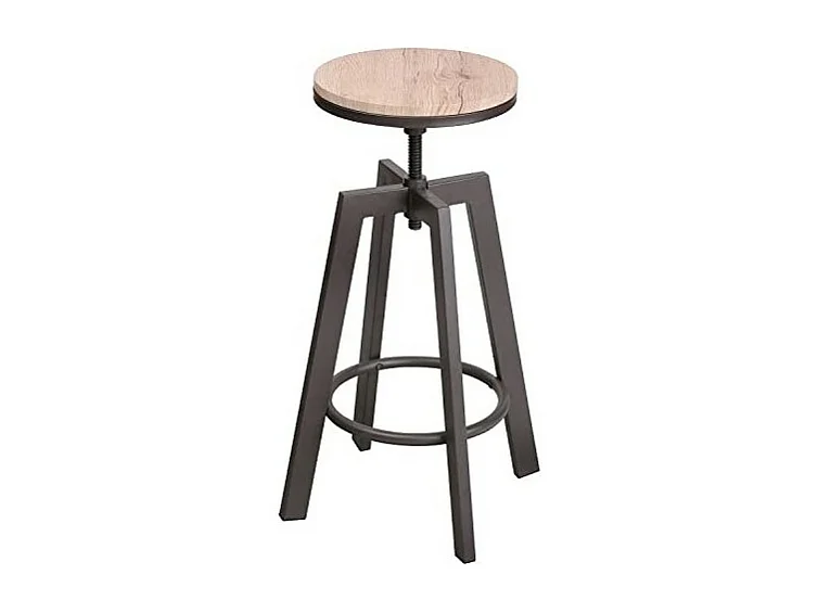 Lot de 2 Tabourets de Bar, Collection Factory, Bois, diam 43 hauteur 63/80 cm
