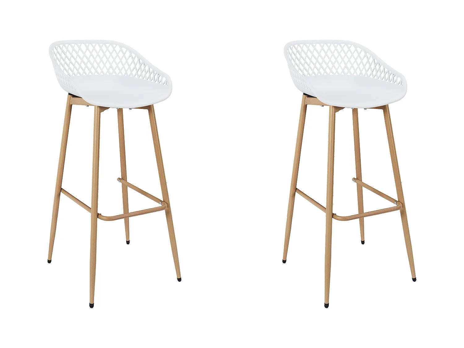 Tabouret De Bar Malaga Blanc - Lot De 2 Blanc, Marron
