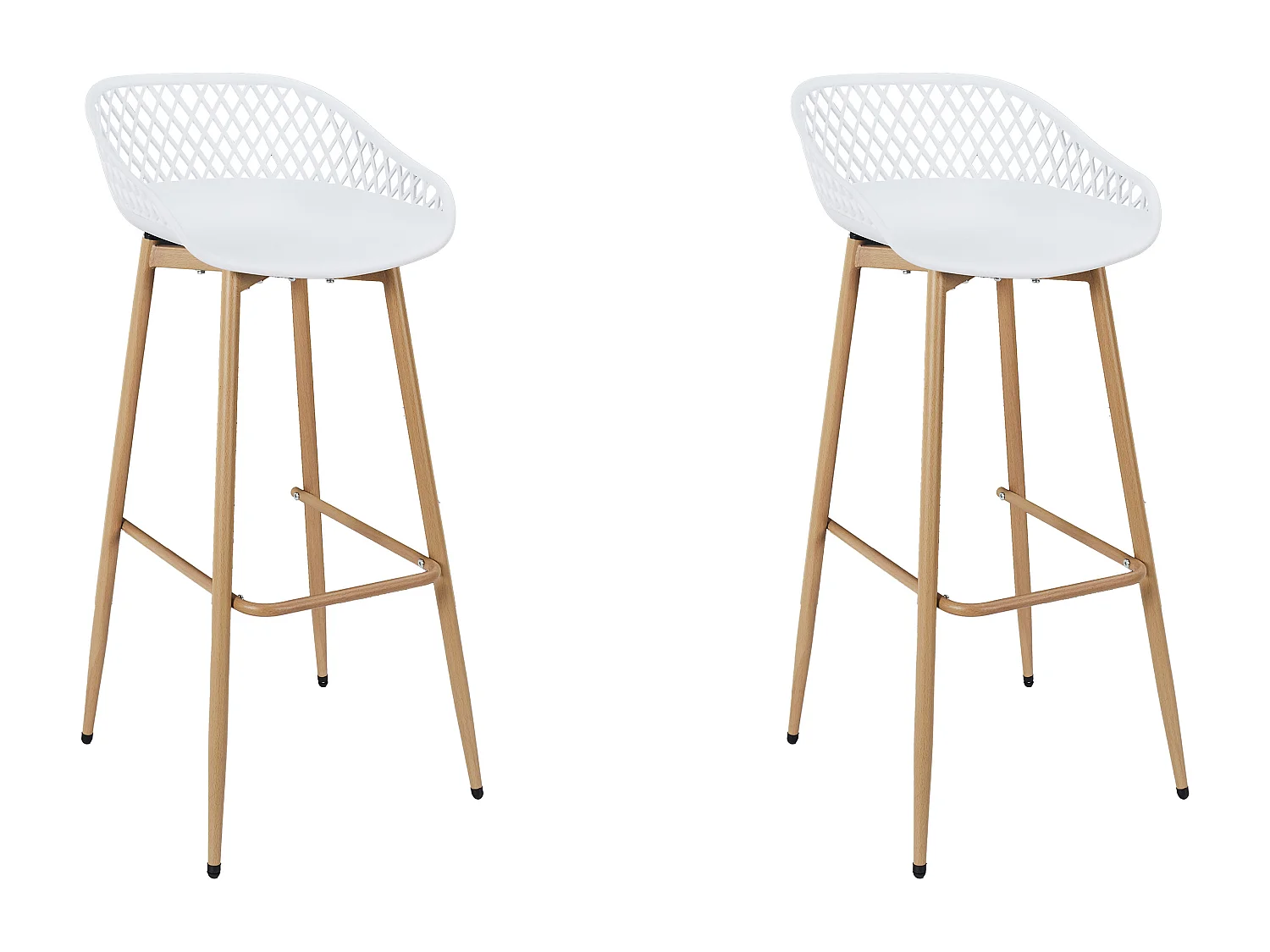 Tabouret De Bar Malaga Blanc - Lot De 2 Blanc, Marron