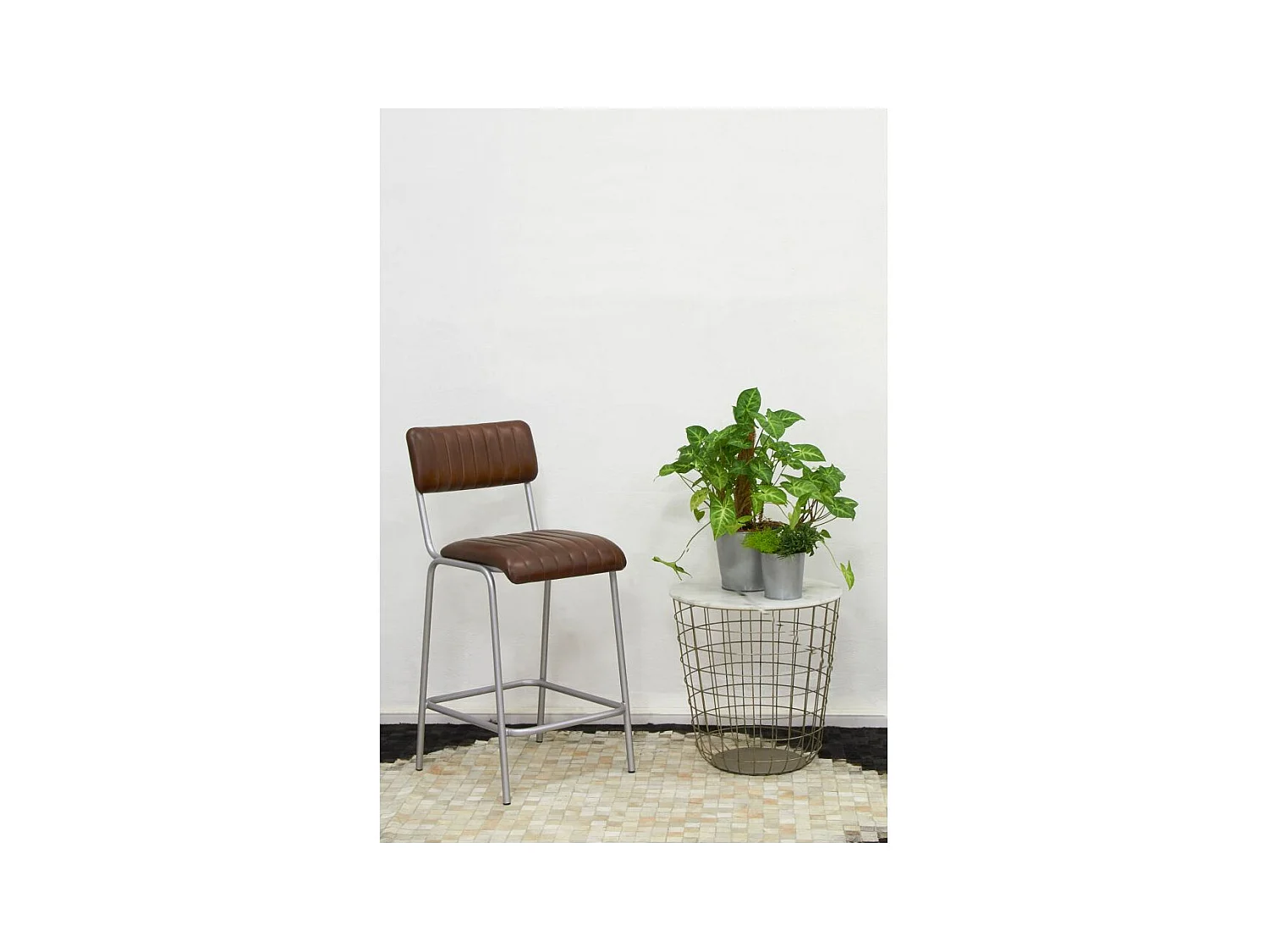 Tabouret de bar en cuir et métal Hauteur Siège 65 cm