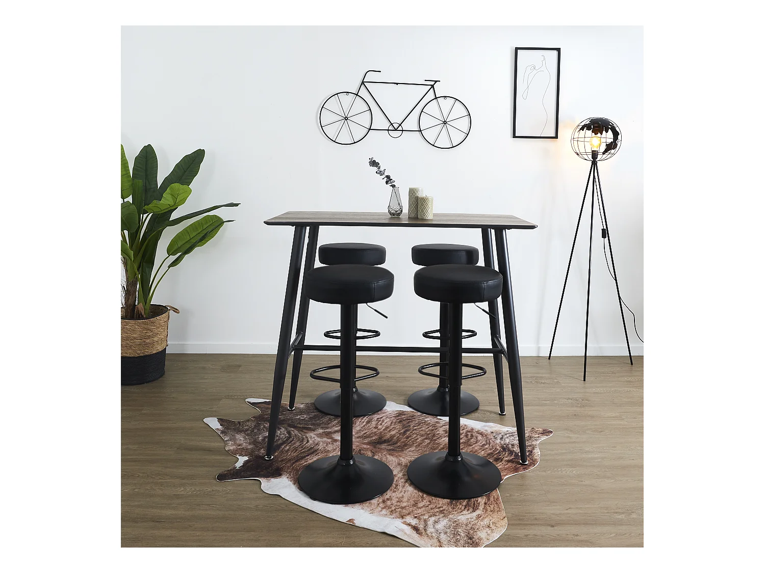 Tabouret De Bar Reglable Mumford Noir - Lot De 2 Noir