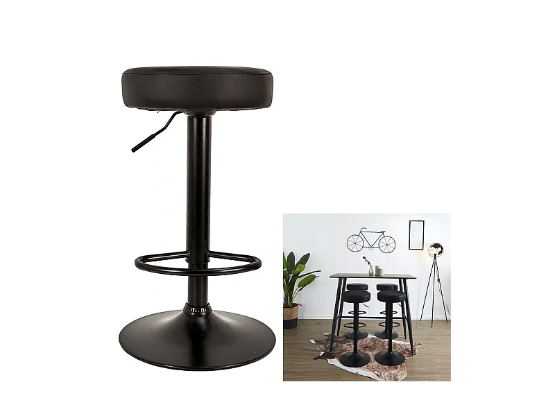 Tabouret De Bar Reglable Mumford Noir - Lot De 2 Noir