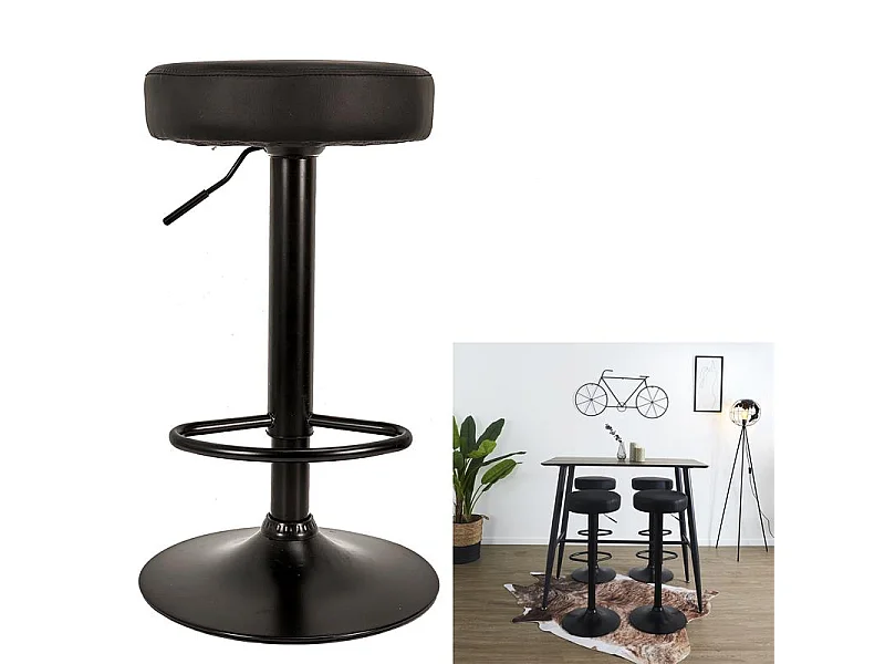 Lot de 2 Tabourets de Bar - HOME DECO FACTORY - Mumford - Réglables - Noirs