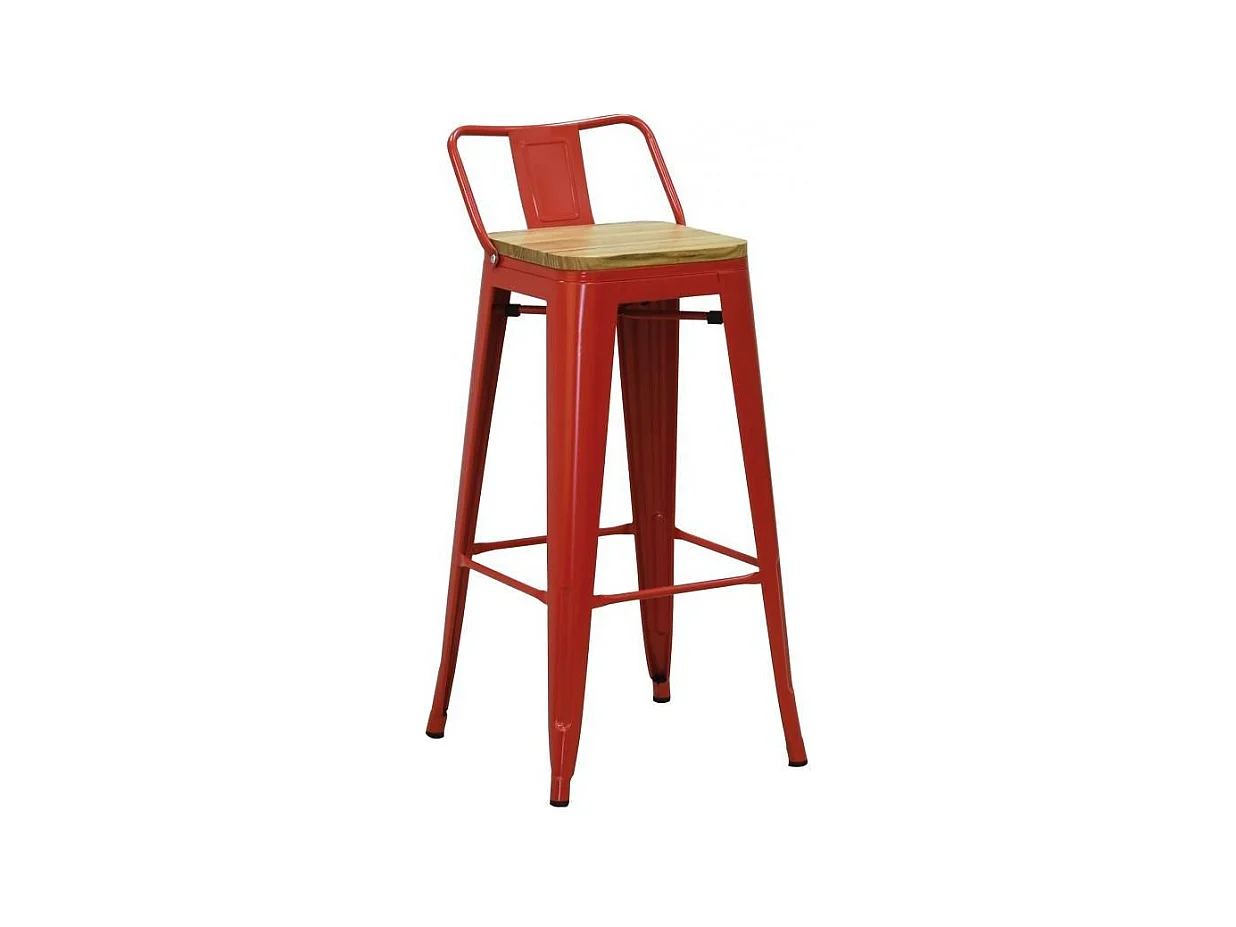Tabouret de bar en métal et bois d'orme huilé