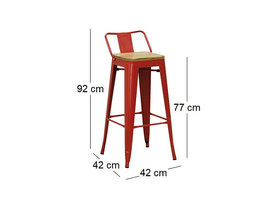 Tabouret de bar en métal et bois d'orme huilé