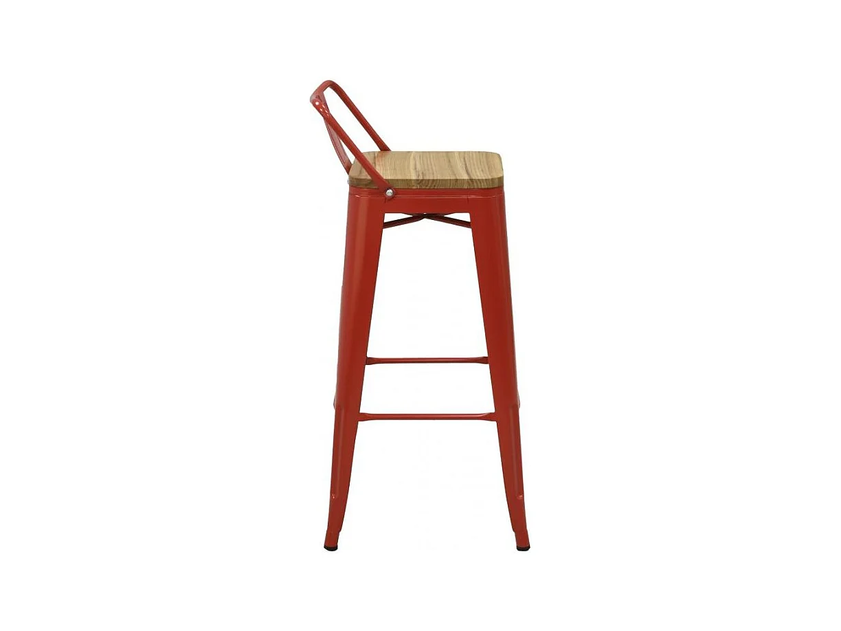 Tabouret de bar en métal et bois d'orme huilé