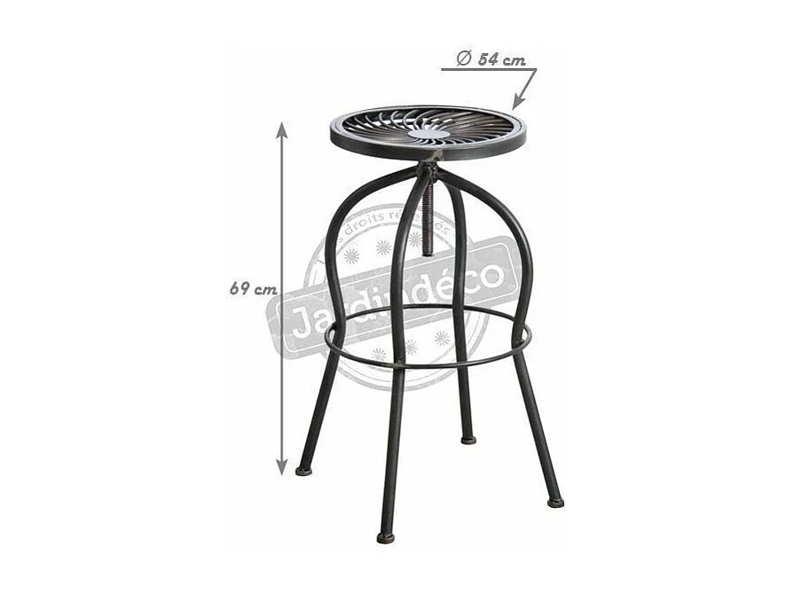 Tabouret haut pivotant en métal Gris