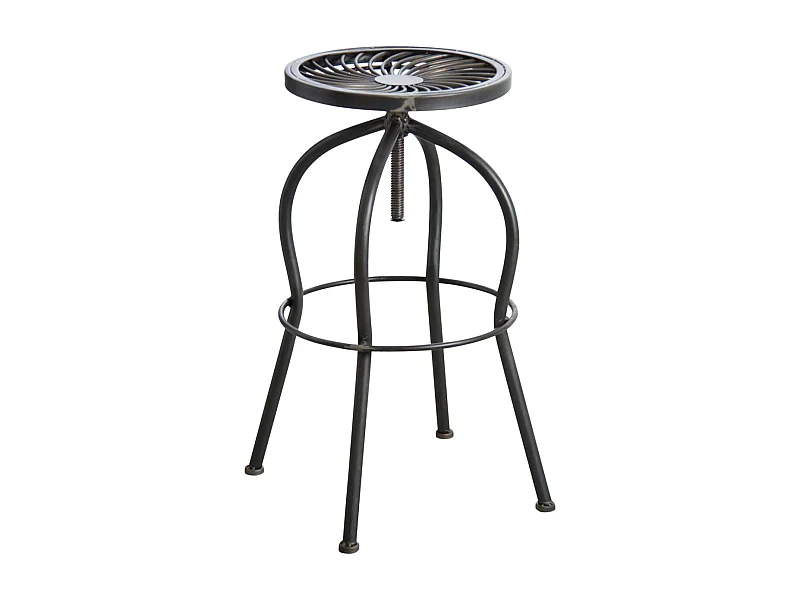 Tabouret haut pivotant en métal Gris