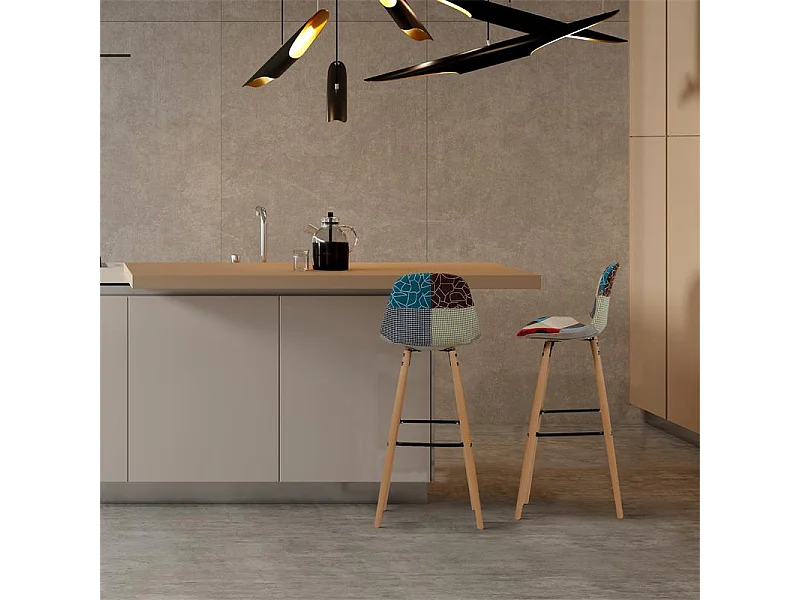 Skandinavischer Patchwork Barhocker