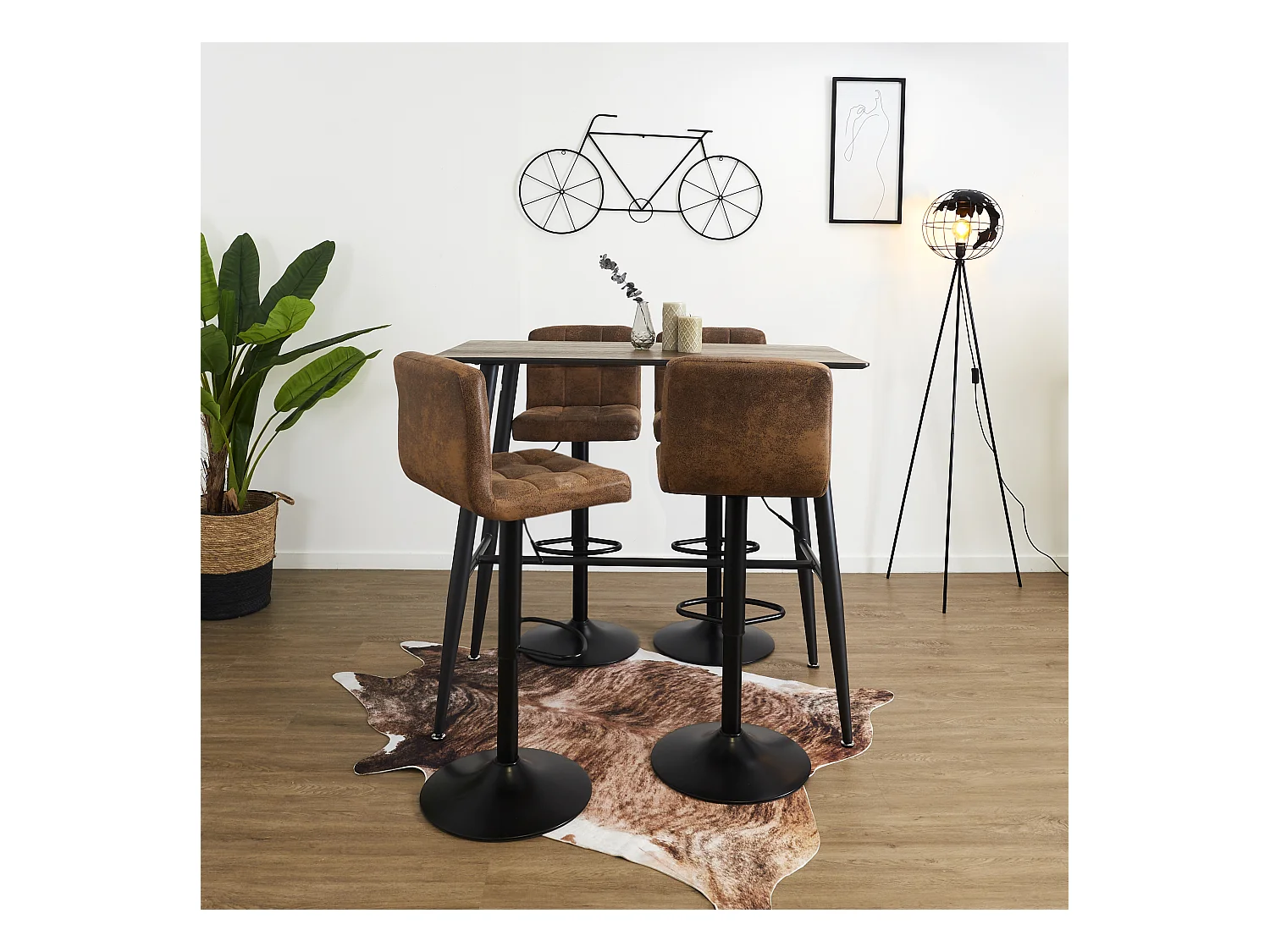 Chaise De Bar Reglable Downtown - Lot De 2 Marron