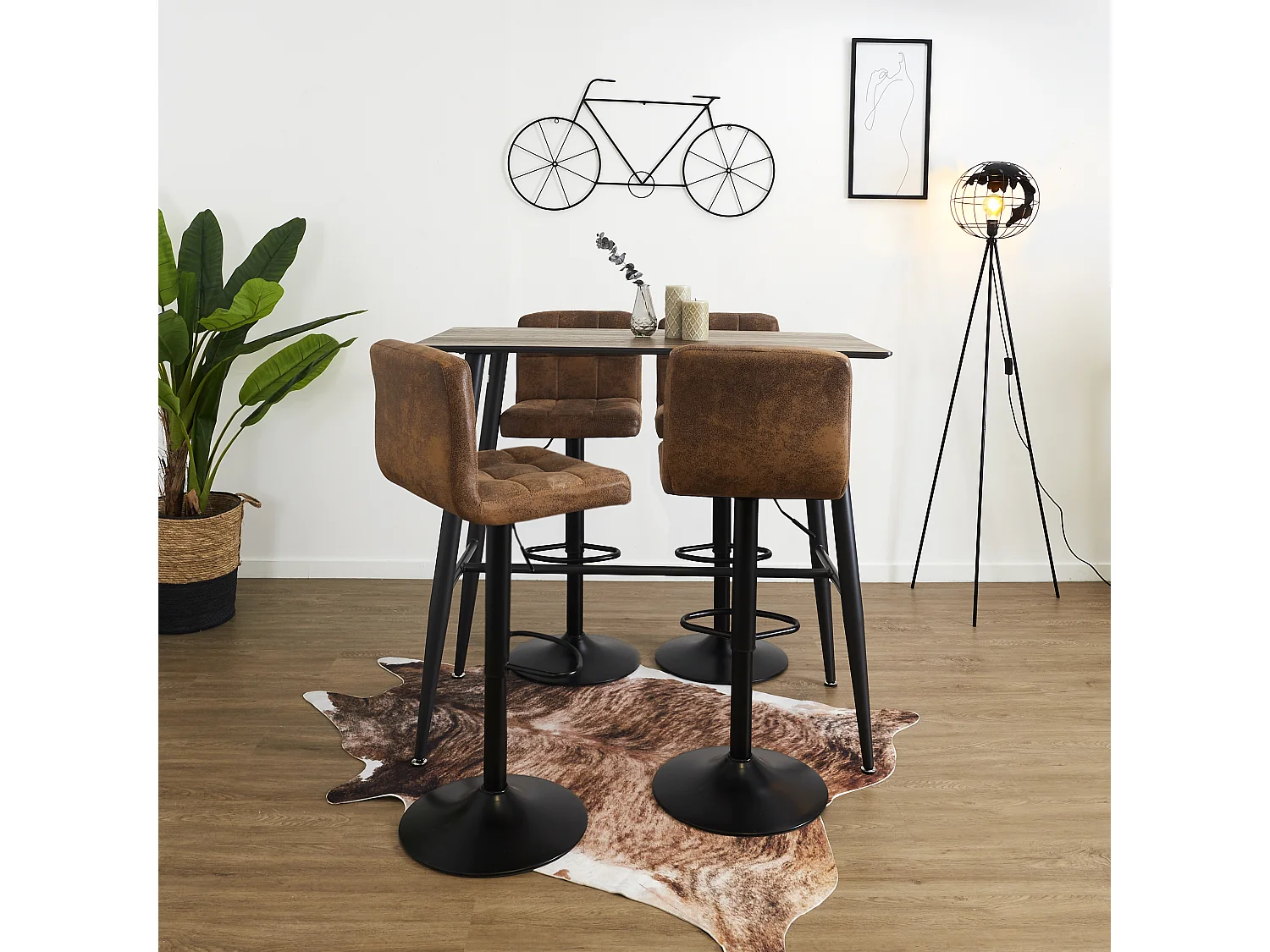 Lot de 2 Chaises de Bar - HOME DECO FACTORY - Downtown - Réglables - Marron