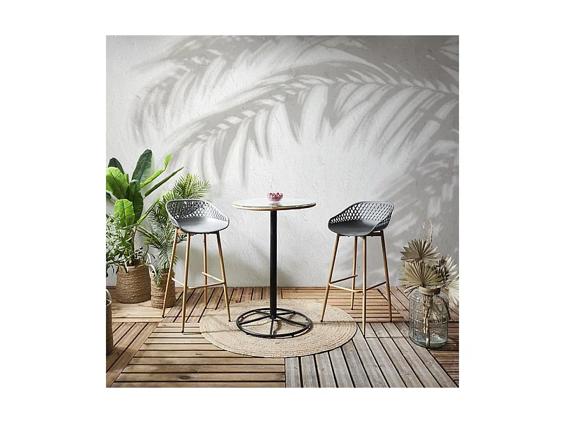Tabouret De Bar Malaga Gris - Lot De 2 Gris, Marron