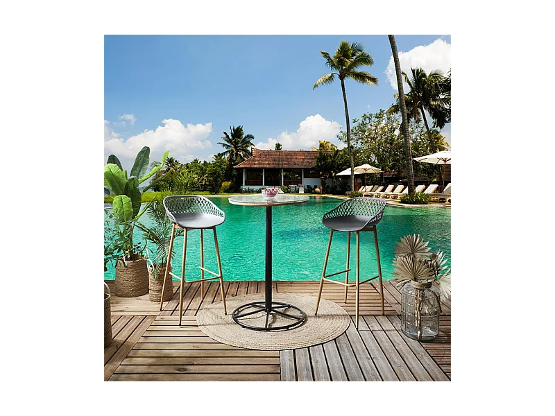 Tabouret De Bar Malaga Gris - Lot De 2 Gris, Marron