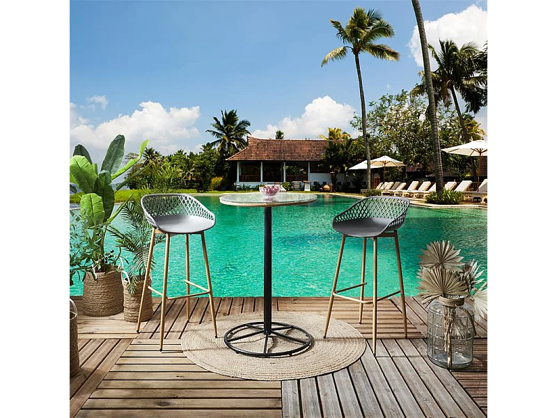 Tabouret De Bar Malaga Gris - Lot De 2 Gris, Marron