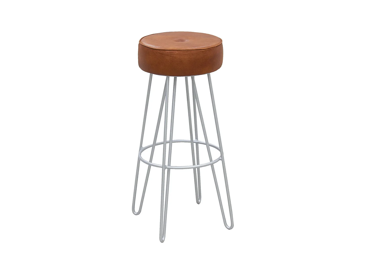 Tabouret en métal et cuir