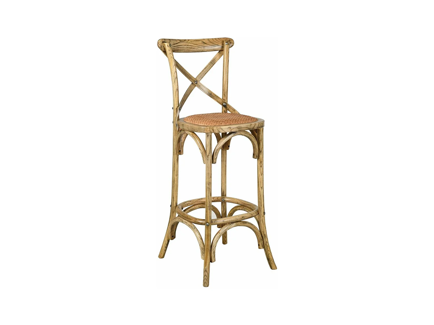 Tabouret de bar bois et rotin Bistrot chic