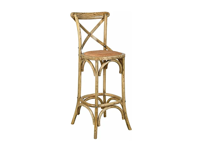 Tabouret de bar bois et rotin Bistrot chic