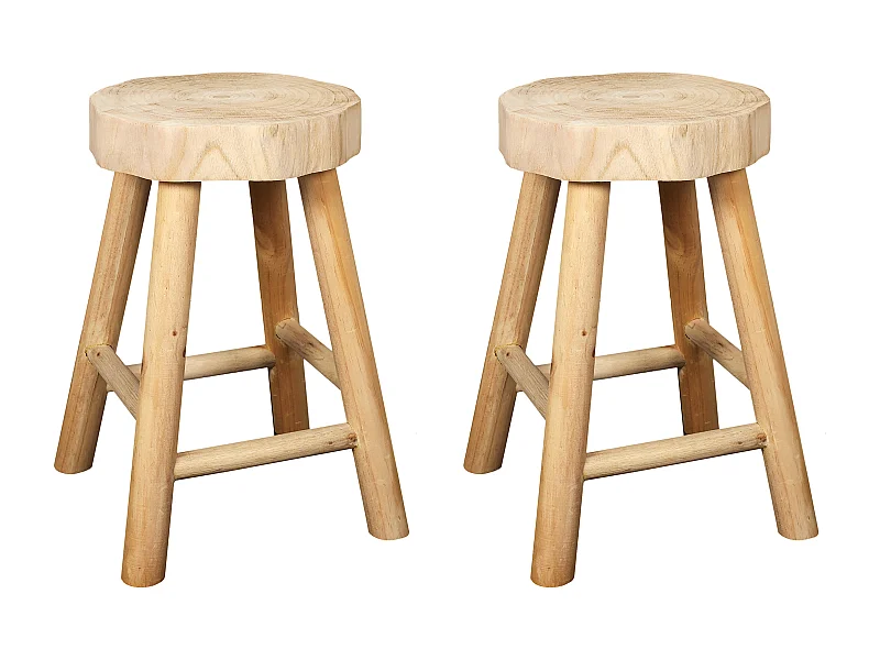 Tabouret Bois Harald - Lot De 2 Marron