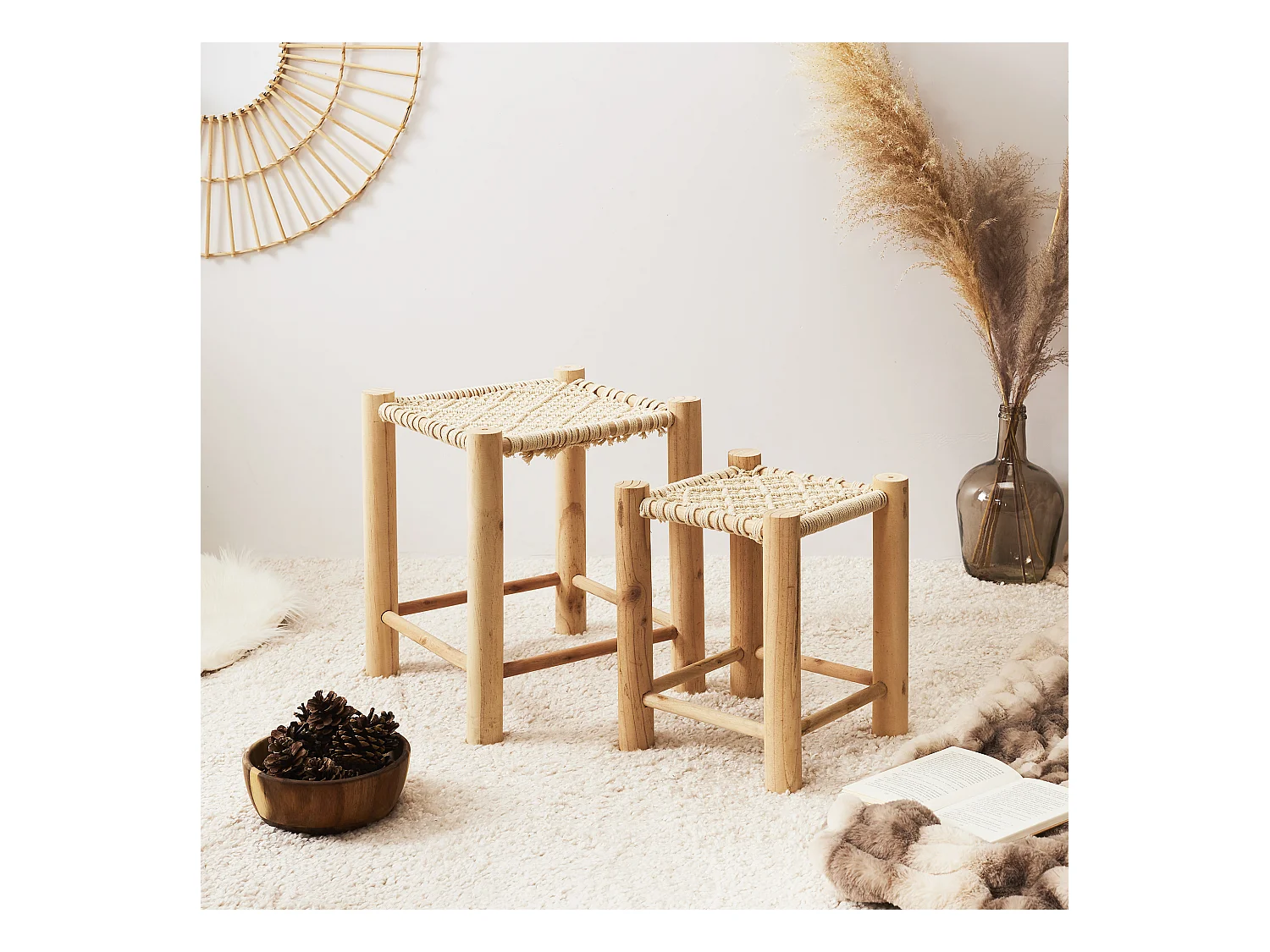 Tabouret Gigognes X2 Bois Hamram Marron