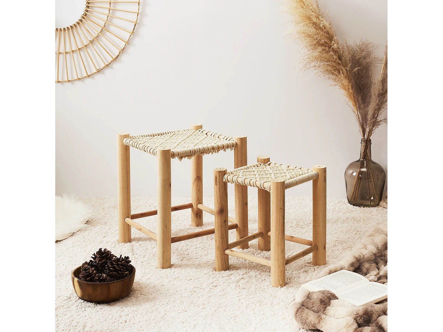 Tabouret Gigognes X2 Bois Hamram Marron