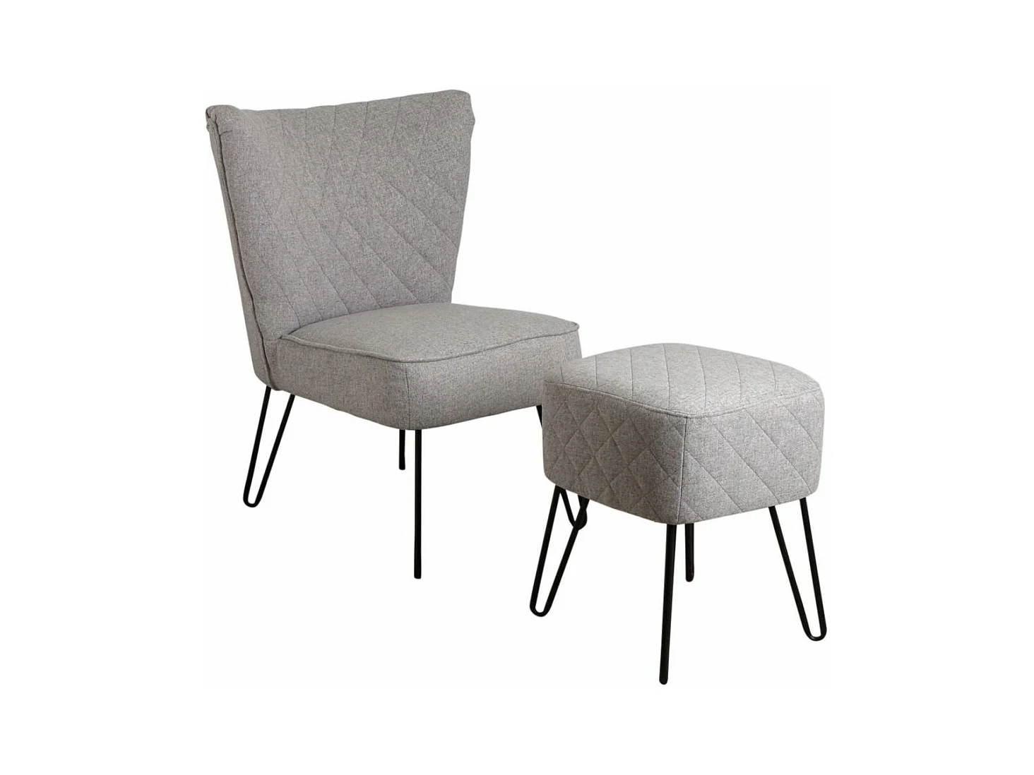 Tabouret en tissu gris Capiton