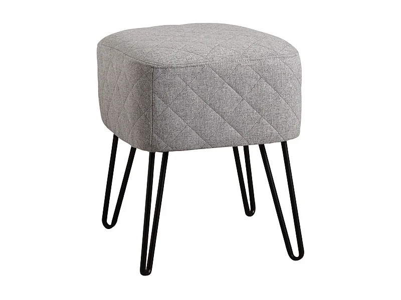 Tabouret en tissu gris Capiton